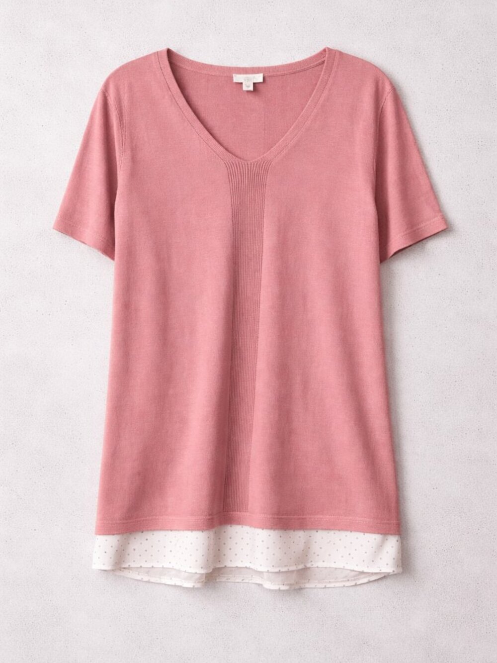 NWT Talbots Layered Look Sweater 1X Pink Knit Top Faux Hem Plus Size Classic